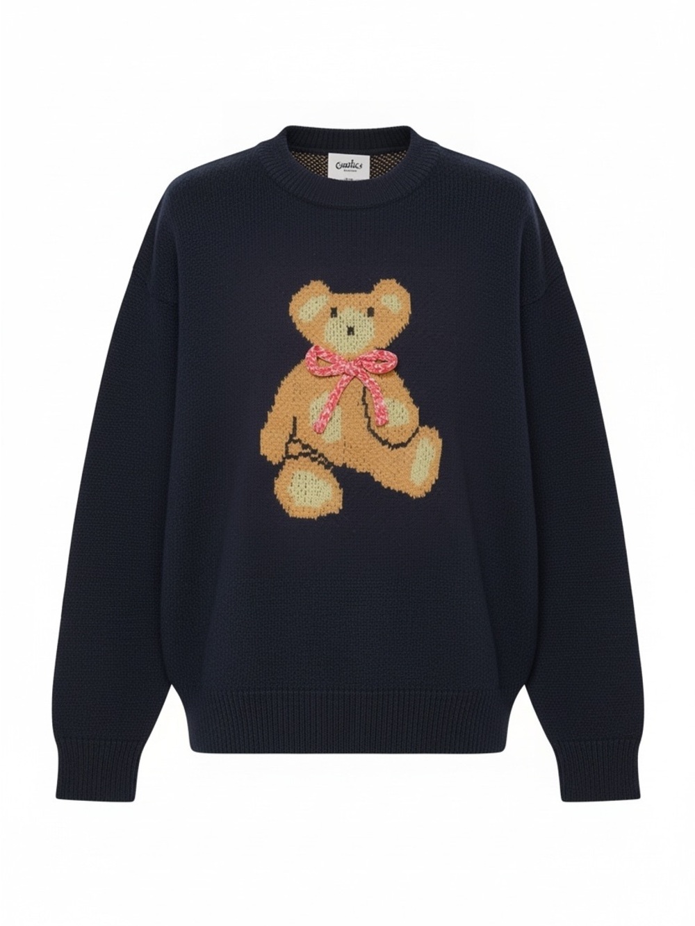 Haptics Navy Crewneck Sweater with Teddy Bear - Size Medium